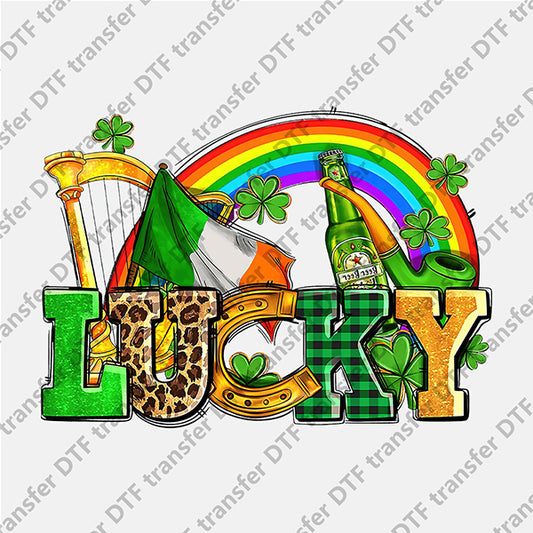 St.Patrick's Day Lucky Letter Rainbow DTF transfers STP.019