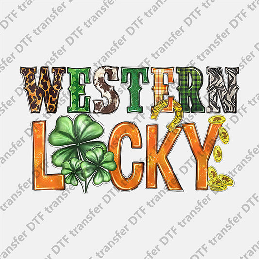 St.Patrick's Day Western Lucky Clover DTF transfers STP.025