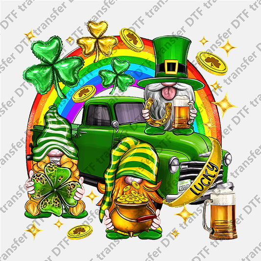 St.Patrick's Day Green Truck Rainbow Gnomes DTF transfers STP.027