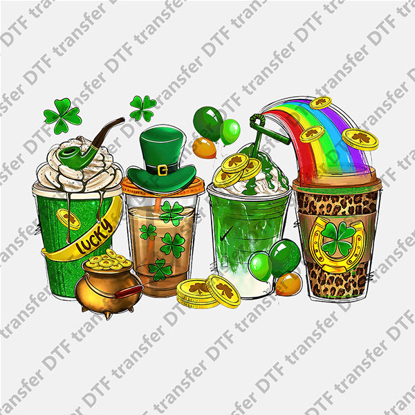 St.Patrick's Day Four Cups Rainbow DTF transfers STP.029