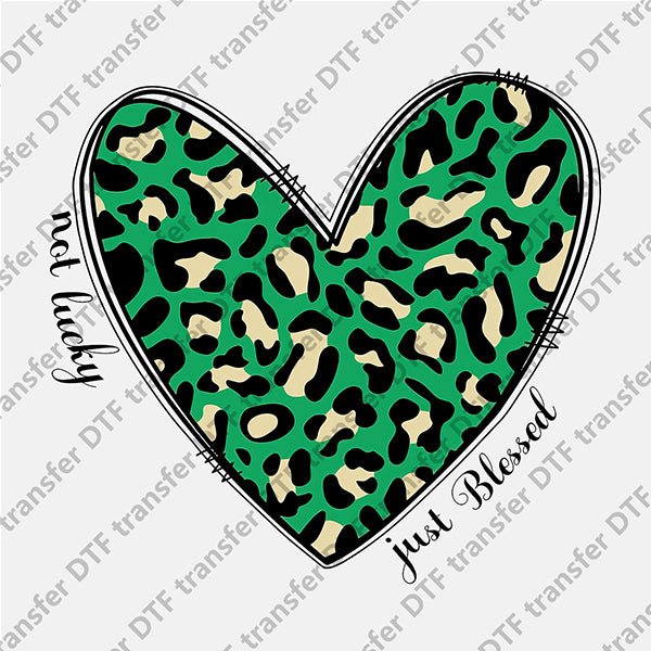 St.Patrick's Day Green Leopard Big Heart DTF transfers STP.033