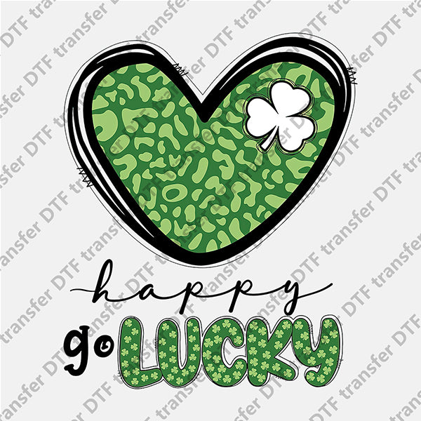 St.Patrick's Day Green Leopard Heart go Lucky DTF transfers STP.044