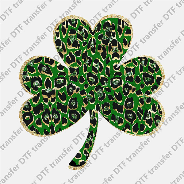 St.Patrick's Day Big Green Leopard Clover DTF transfers STP.045