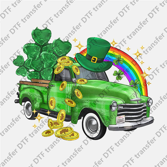 St.Patrick's Day Green Truck Rainbow DTF transfers STP.046