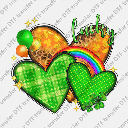 St.Patrick's Day Three Heart Rainbow DTF transfers STP.050