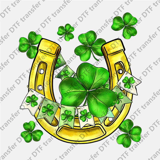 St.Patrick's Day Clover Golden Horseshoe DTF transfers STP.057