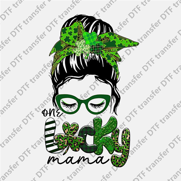 St.Patrick's Day Lucky Mama Green Glasses Girl DTF transfers STP.062