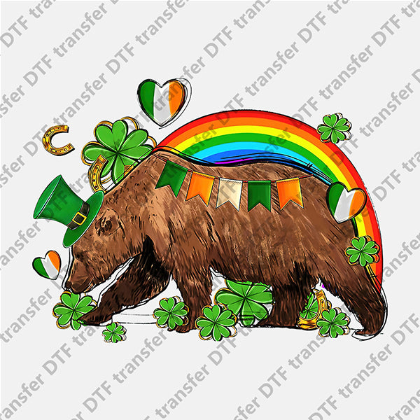 St.Patrick's Day Green Hat Bear Rainbow DTF transfers STP.063