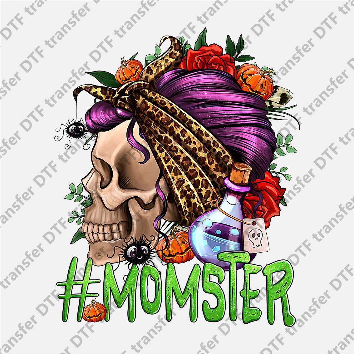 Momster Purple Hair Skull DTF transfers Skull.001