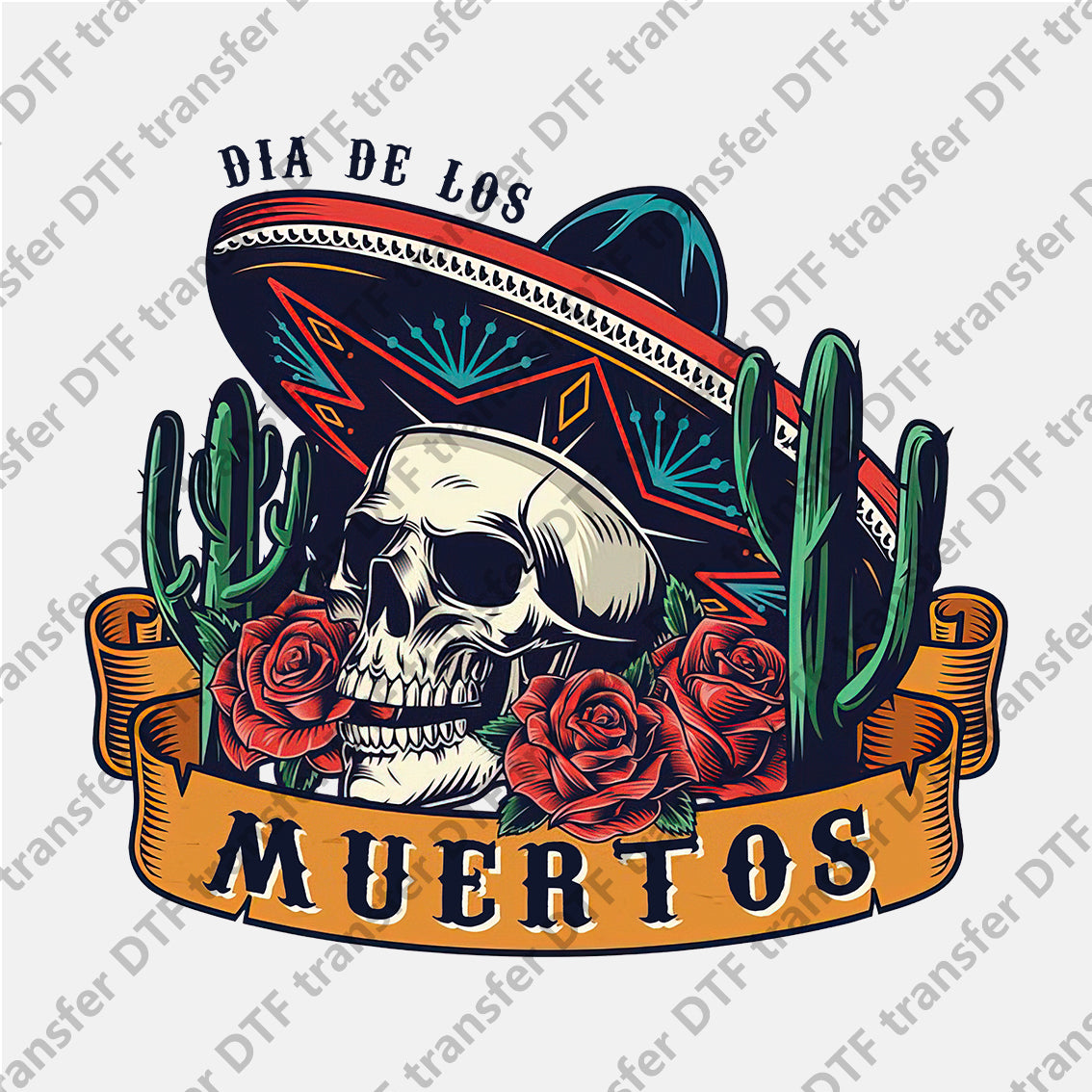 Muertos Hat Skull Cactus Rose DTF transfers Skull.002