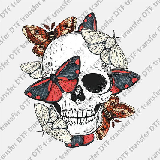 Moth and Skull DTF transfers Skull.005