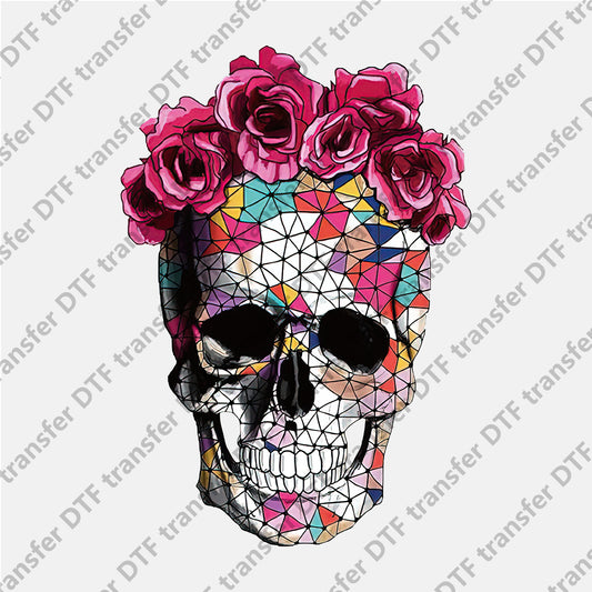 Pink Rose Colored Skull DTF transfers Skull.006