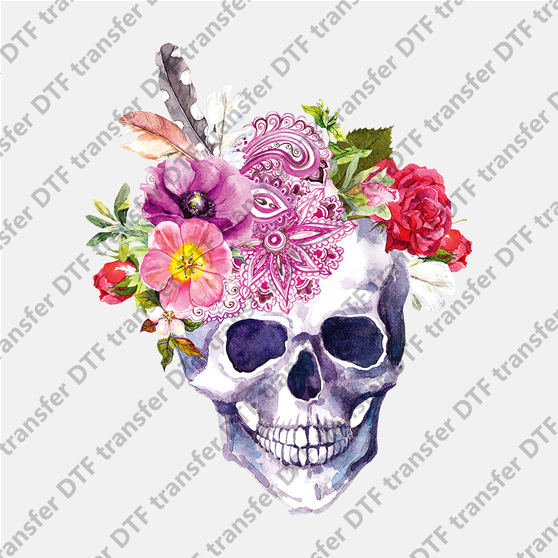 Different Flowers and Skull DTF transfers Skull.033