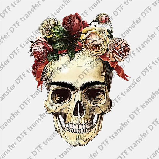 Light Color Roses Skull DTF transfers Skull.034