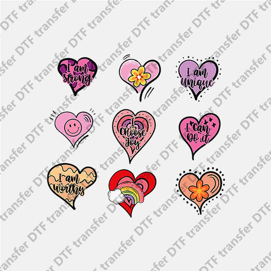 Valentine's Day Nine Different Hearts DTF transfers VLT.001