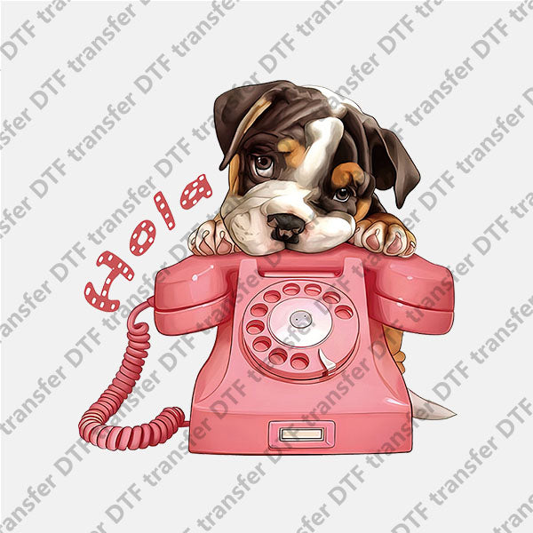 Valentine's Day Hola Desk Phone and Dog Animal DTF transfers VLT.010