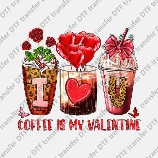 Valentine's Day Three Cup of Coffee DTF transfers VLT.012