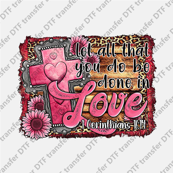 Valentine's Day Pink Cross LOVE DTF transfers VLT.019