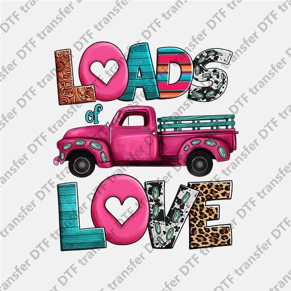 Valentine's Day Loads Love Pink Truck DTF transfers VLT.022