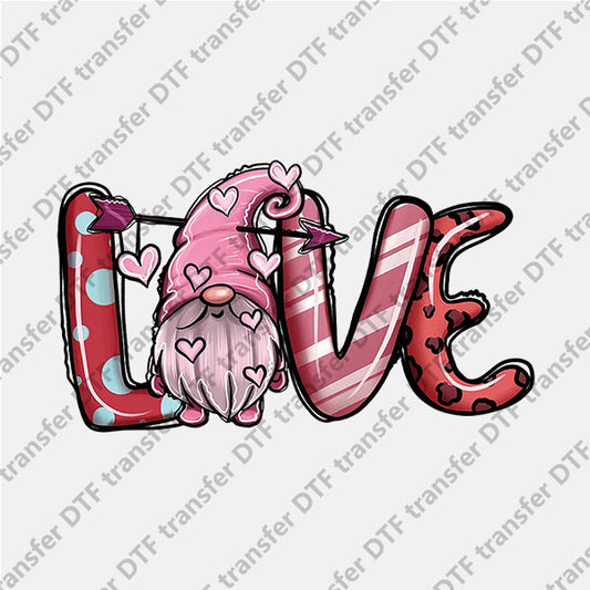 Valentine's Day Love Pink Gnome DTF transfers VLT.023