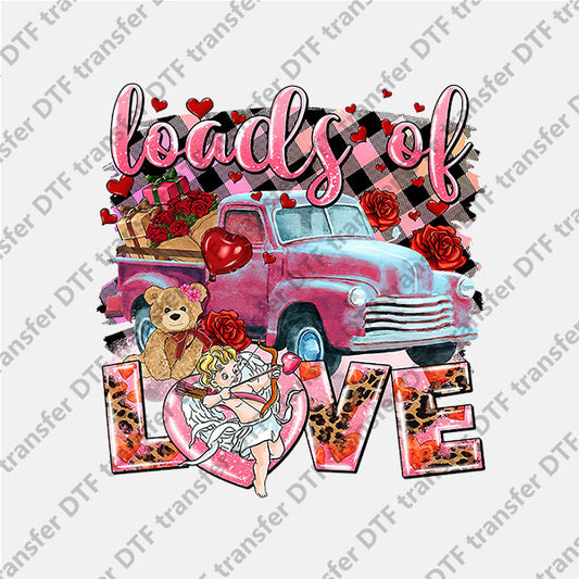 Valentine's Day Love Pink Truck DTF transfers VLT.029