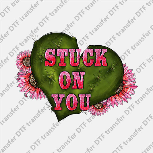 Valentine's Day Stuck on You Green Heart DTF transfers VLT.035