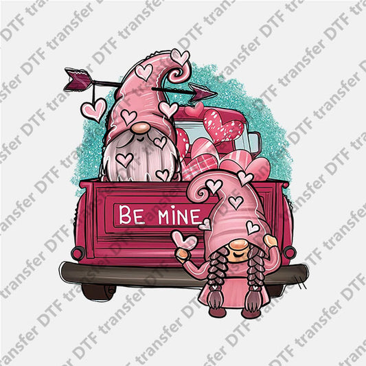 Valentine's Day Pink Truck and Gnomes DTF transfers VLT.040