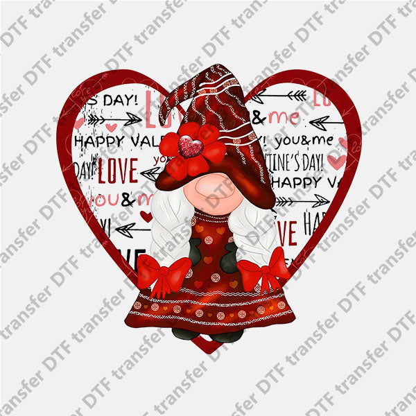 Valentine's Day Big Heart Gnome DTF transfers VLT.041