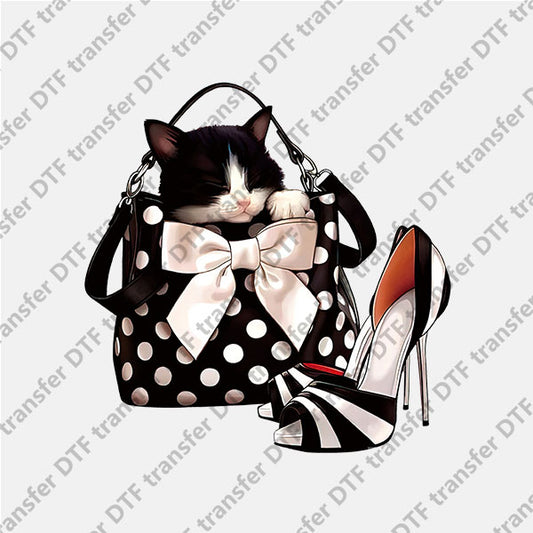 Valentine's Day Kitty Bag and High Heel Animal DTF transfers VLT.048