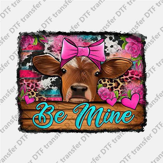 Valentine's Day Pink Bowknot Cattle Animal DTF transfers VLT.054