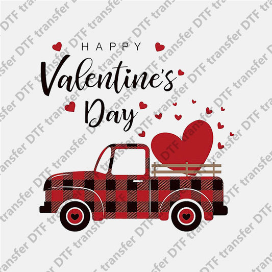 Valentine's Day Plaid Truck DTF transfers VLT.061