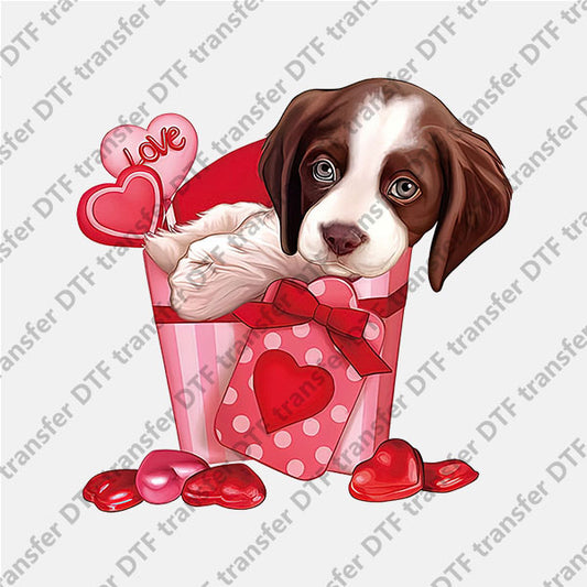 Valentine's Day Pink Gift Puppy DTF transfers VLT.067