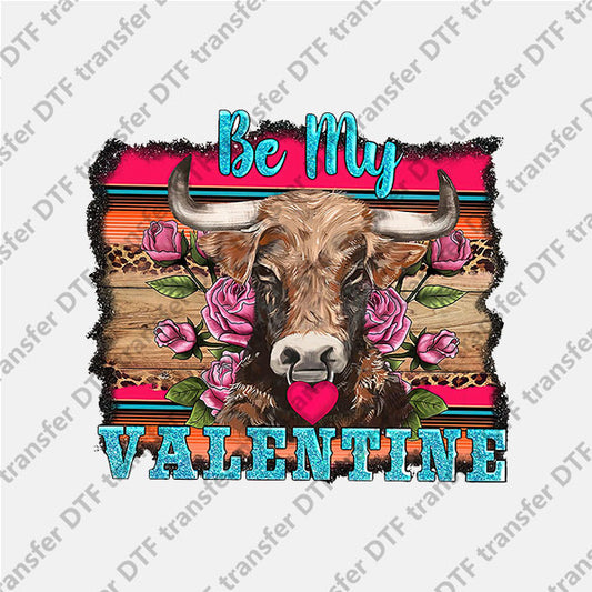 Valentine's Day Rose Cattle Animal DTF transfers VLT.074