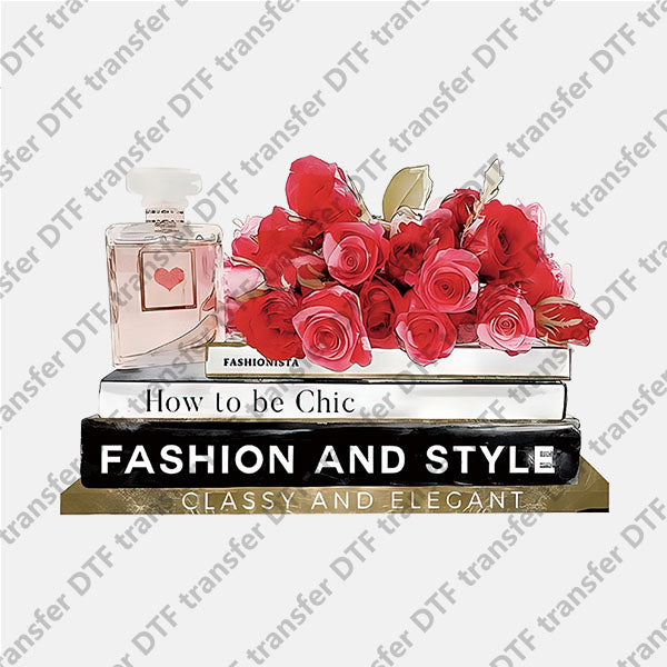 Valentine's Day Books Perfume and Rose DTF transfers VLT.087