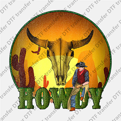 Howdy Cowboy Bull Skeleton Animal DTF transfers WCC.005