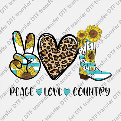 Peace Love Country DTF transfers WCC.007