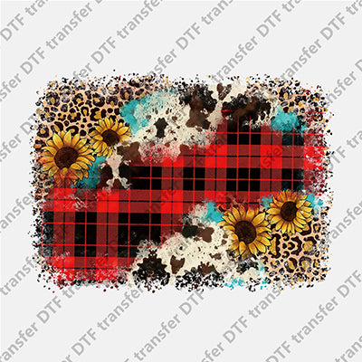 Red Plaid Flower Leopard DTF transfers WCC.011