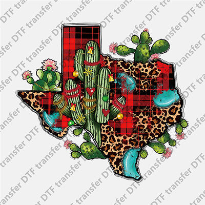 Plaid Leopard Cactus DTF transfers WCC.012