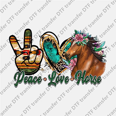 Peace Love Horse Animal DTF transfers WCC.015