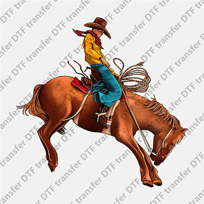 Cowboy Ride Brown Horse Animal DTF transfers WCC.023