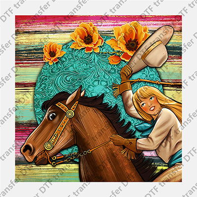 Cowgirl Ride Horse Animal DTF transfers WCC.025