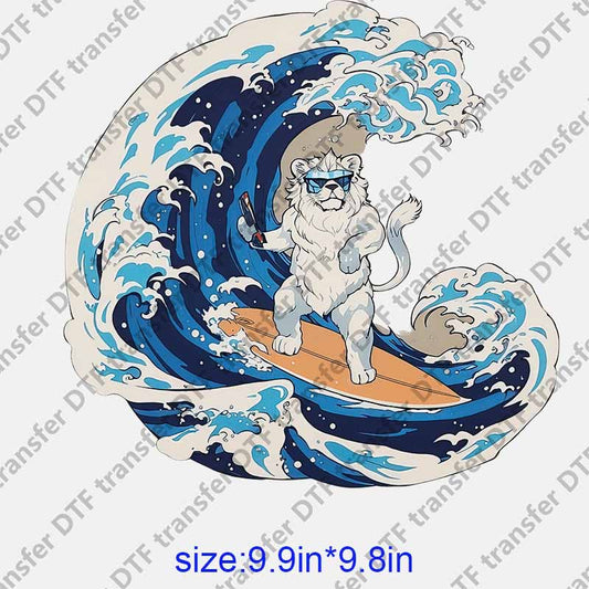 Surfer lion sea water DTF transfer NO.1090