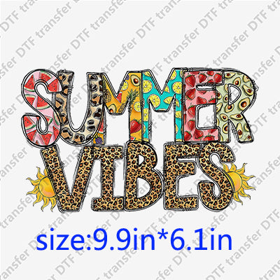 Summer vibes leopard watermelon lemon avocado strawberry Summer DTF Transfers SMM.091