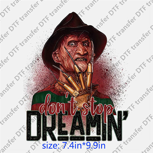 Don't stop dreamin blood skull Halloween Horrible DTF transfer HR.005