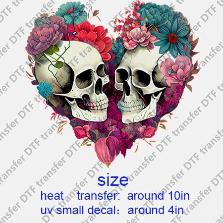 Skull Flower DTF Transfer/UV DTF Small decal Skull.080