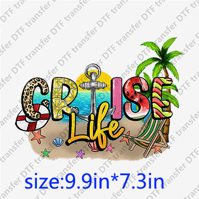 Crise life beach palm tree shells starfish Summer DTF Transfers SMM.069