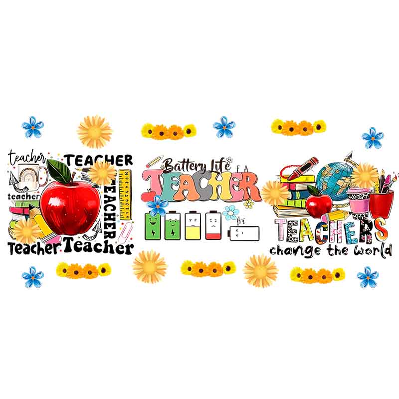 Teacher Love Inspire 16oz UV DTF  Cup Wraps