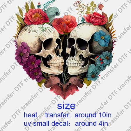 Skull Flower DTF Transfer/UV DTF Small decal Skull.079