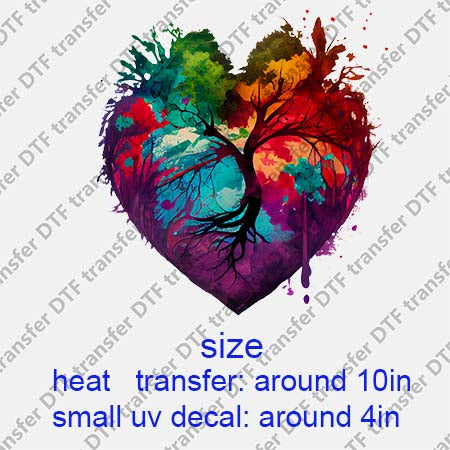 Scenery Heart Tree DTF Transfer/UV DTF Small decal HOFT.006