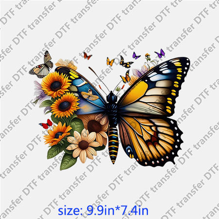 Butterfly animal with beautiful flowers  DTF transfer ANM.098